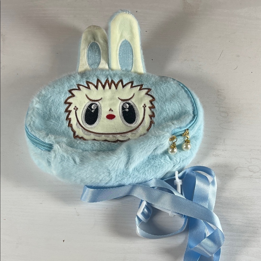 Cute Blue Furry Bunny Crossbody Bag - Picture 1 of 4